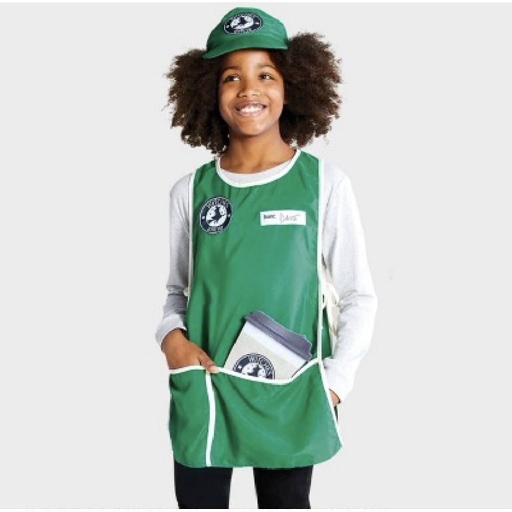 Barista Kids Adults Halloween Costume‎ New Coffee Barista Starbucks one size 3+